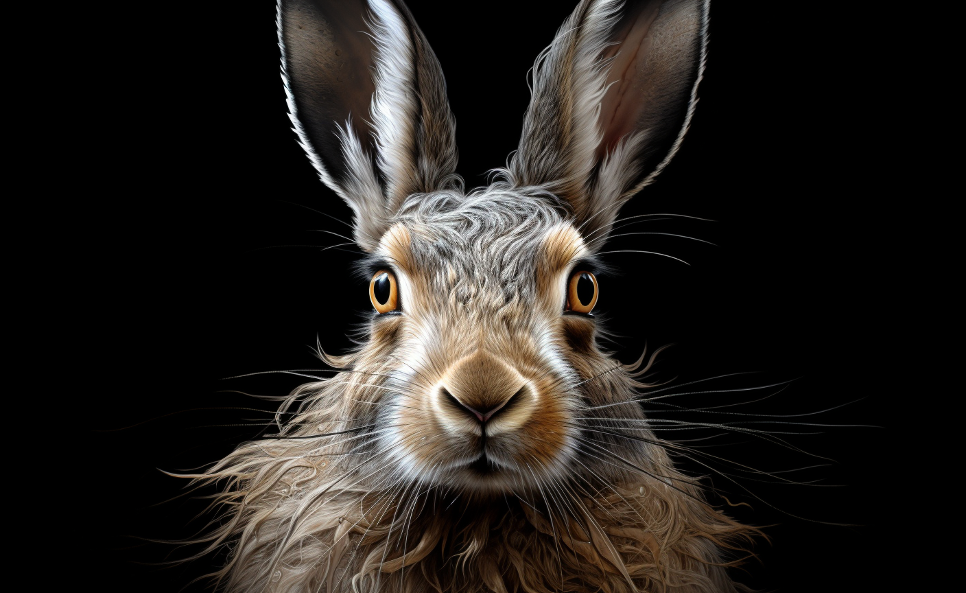 Close-up shot of a detailed grey hare