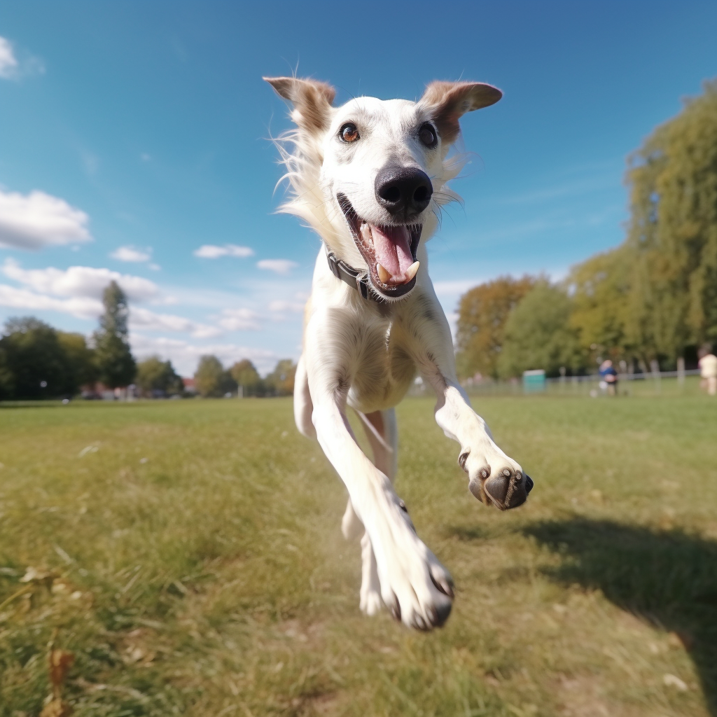 Running Greyhound Dog in Park