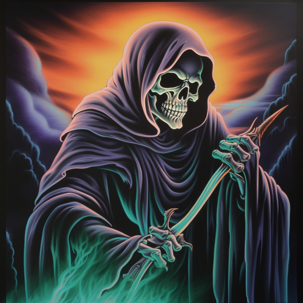 Grim Reaper in Retro Art Style