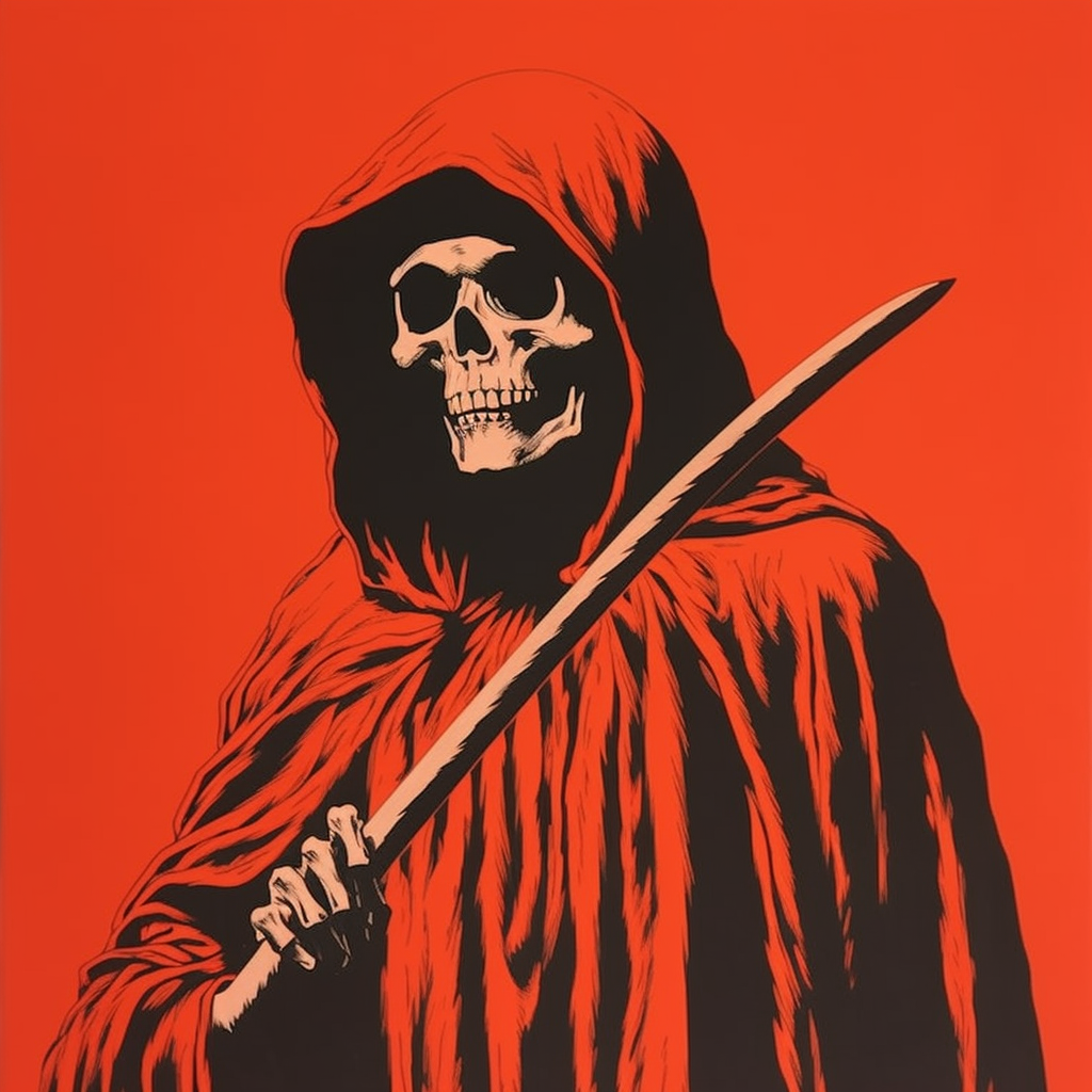 Grim Reaper illustration from the 1980s