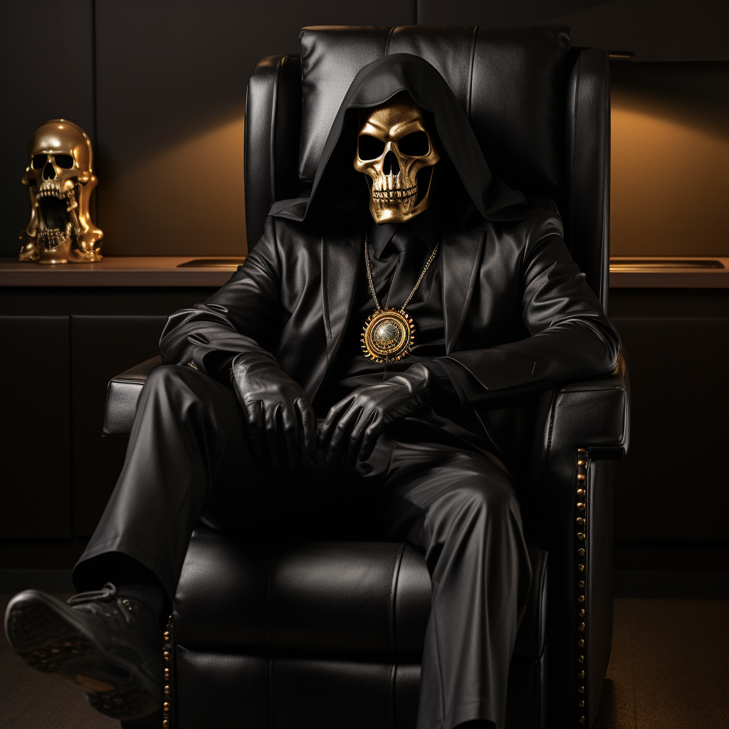 Photo of Grim Reaper in Leather Chair