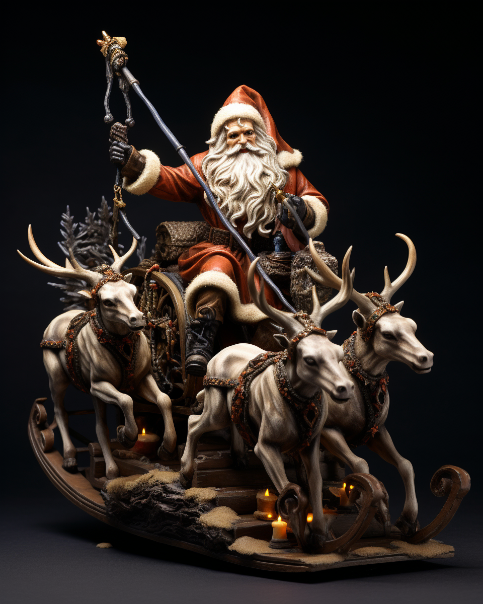 Grim Reaper Santa Sleigh and Reindeer