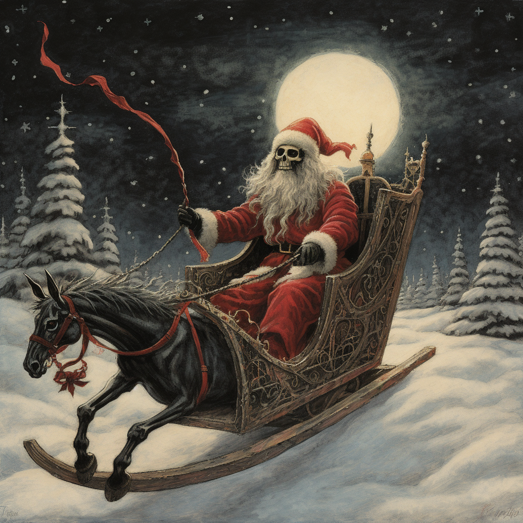 Grim Reaper Santa in Sleigh