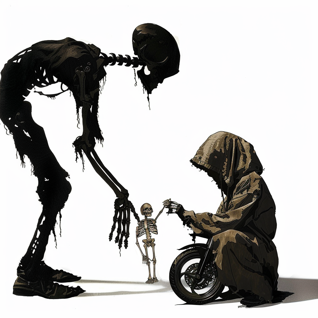 Grim reaper shadow puppet motorcycle