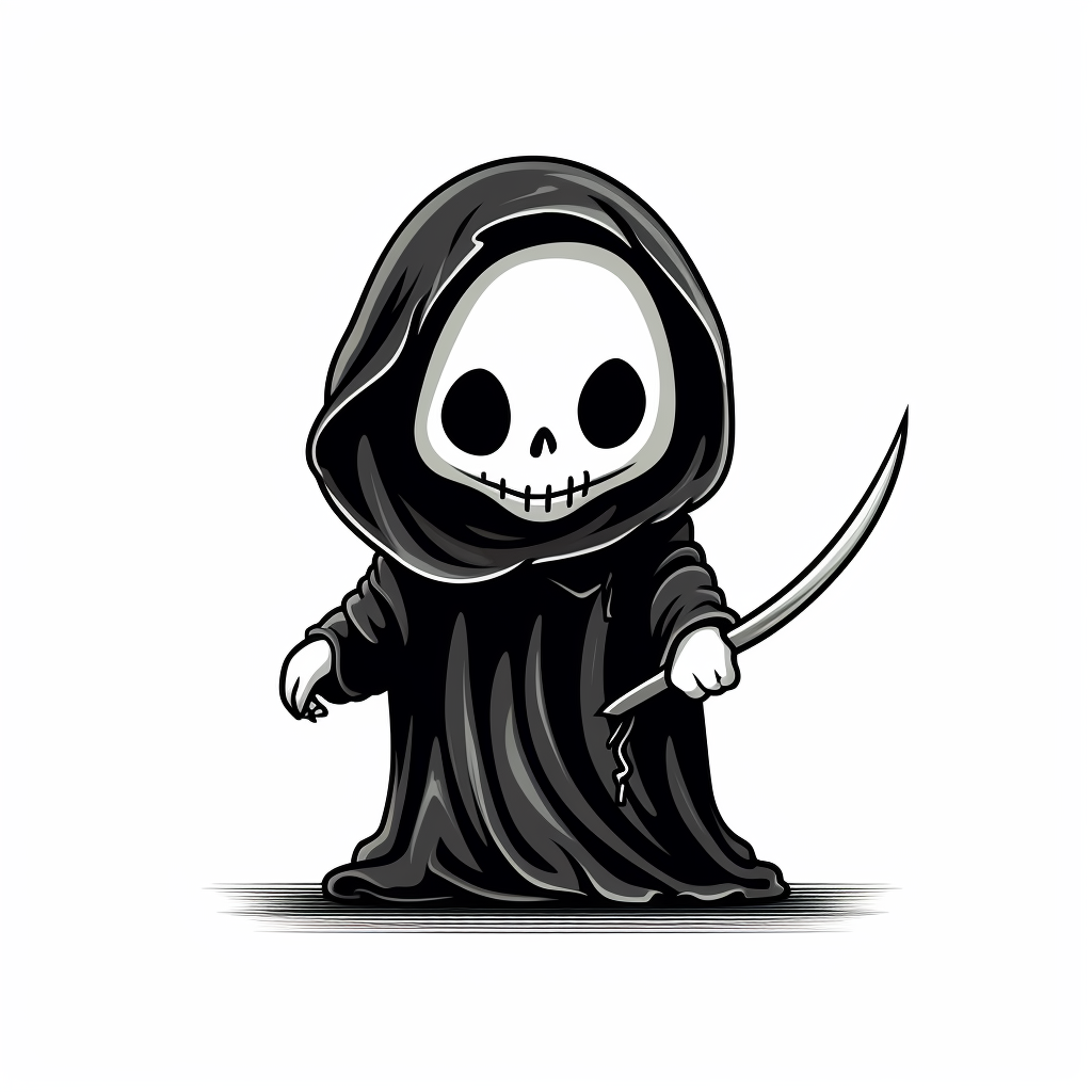 Cute Sinister Cartoon Grim Reaper