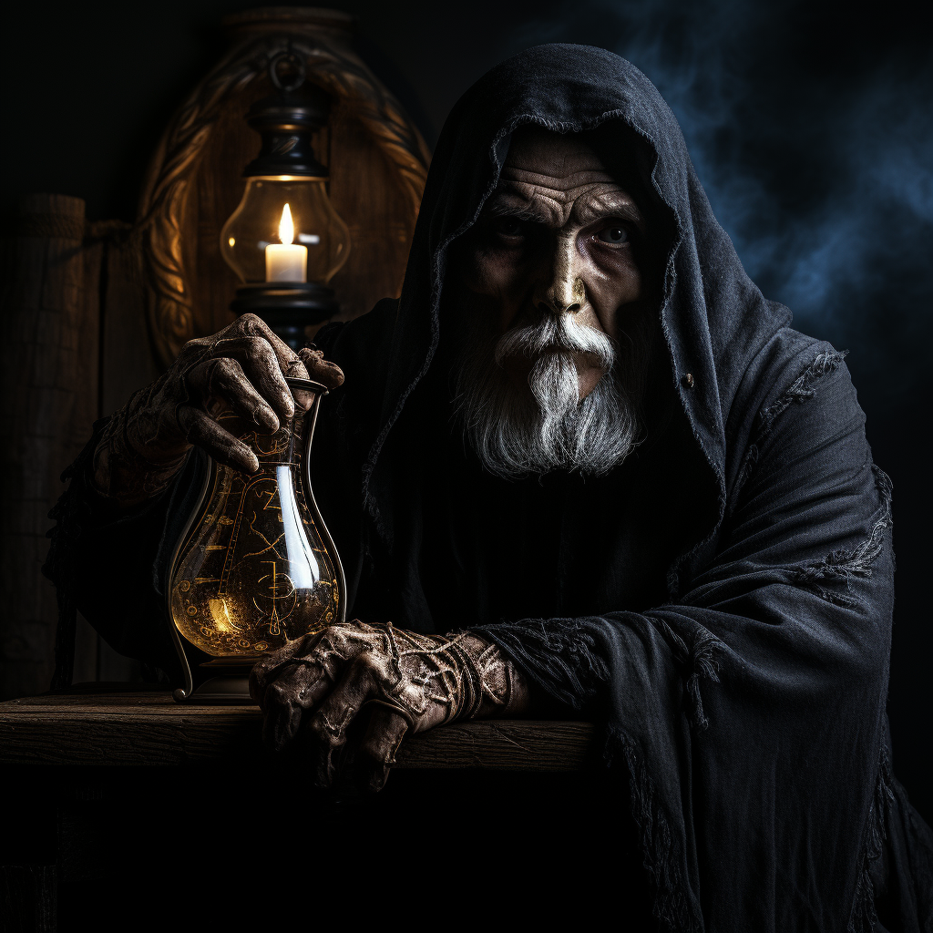 Grim reaper holding hourglass in portrait pose