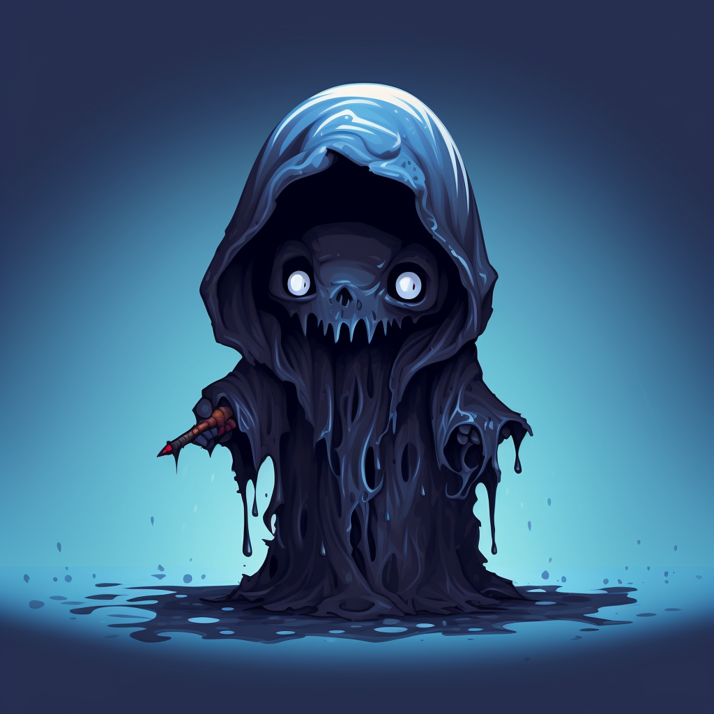 Melting grim reaper cartoon