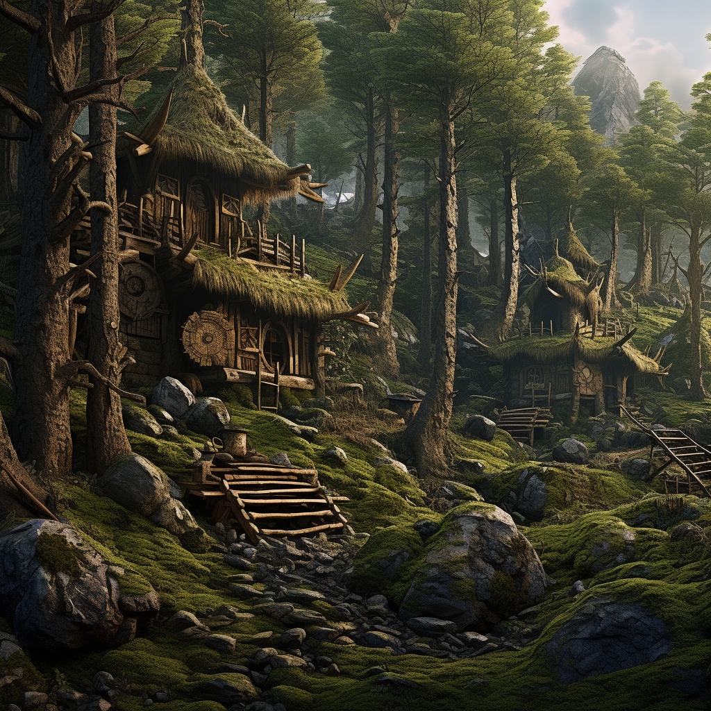 Mystic Medieval Forest with Fir Battle Hut