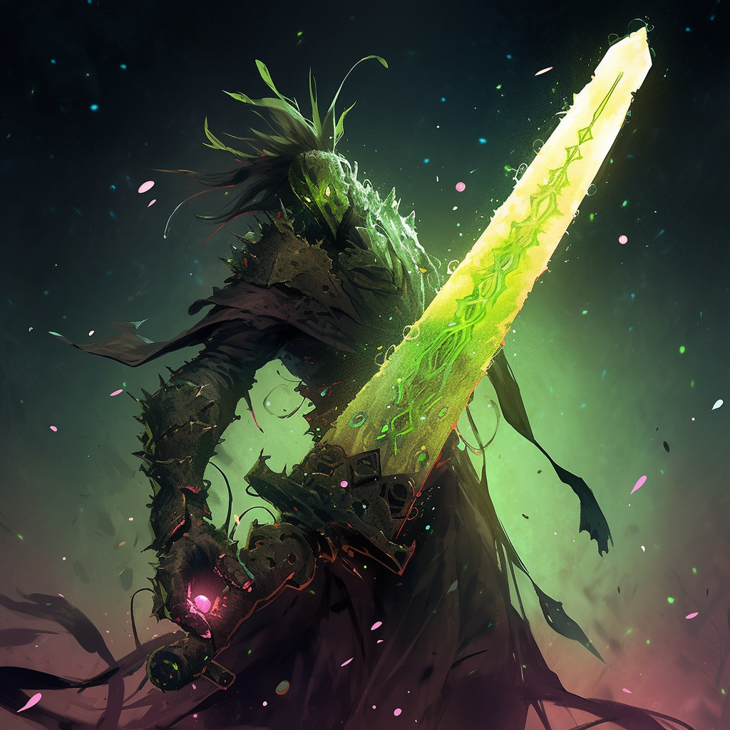 Grimdark mystic cactuar wielding magic knife