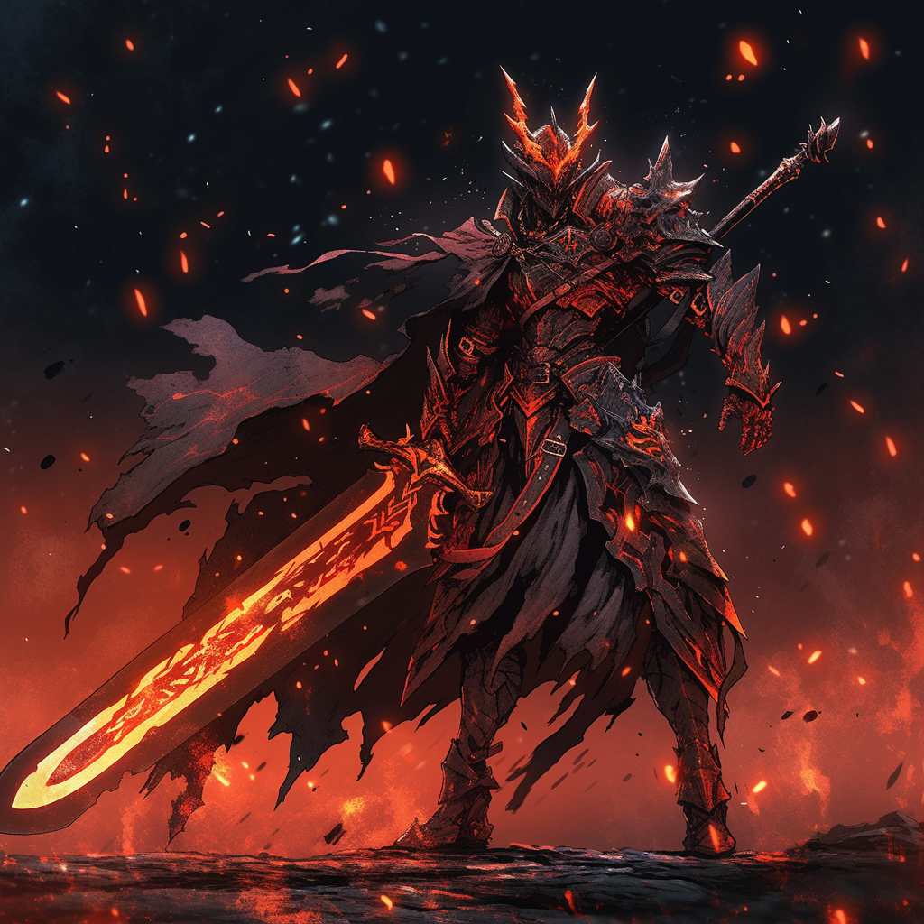 Grimdark Mystic Hell Knight wielding huge knife