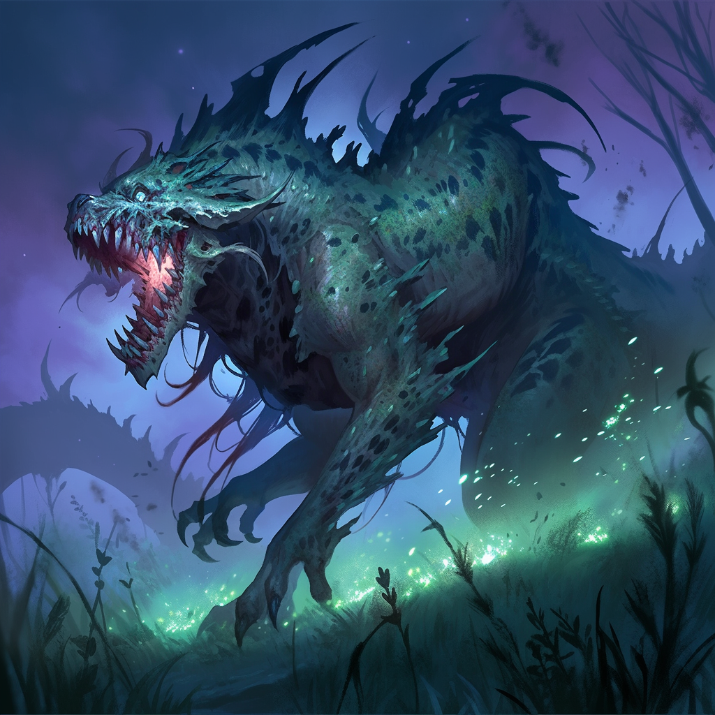 Anime style grimdark wyrm creature art