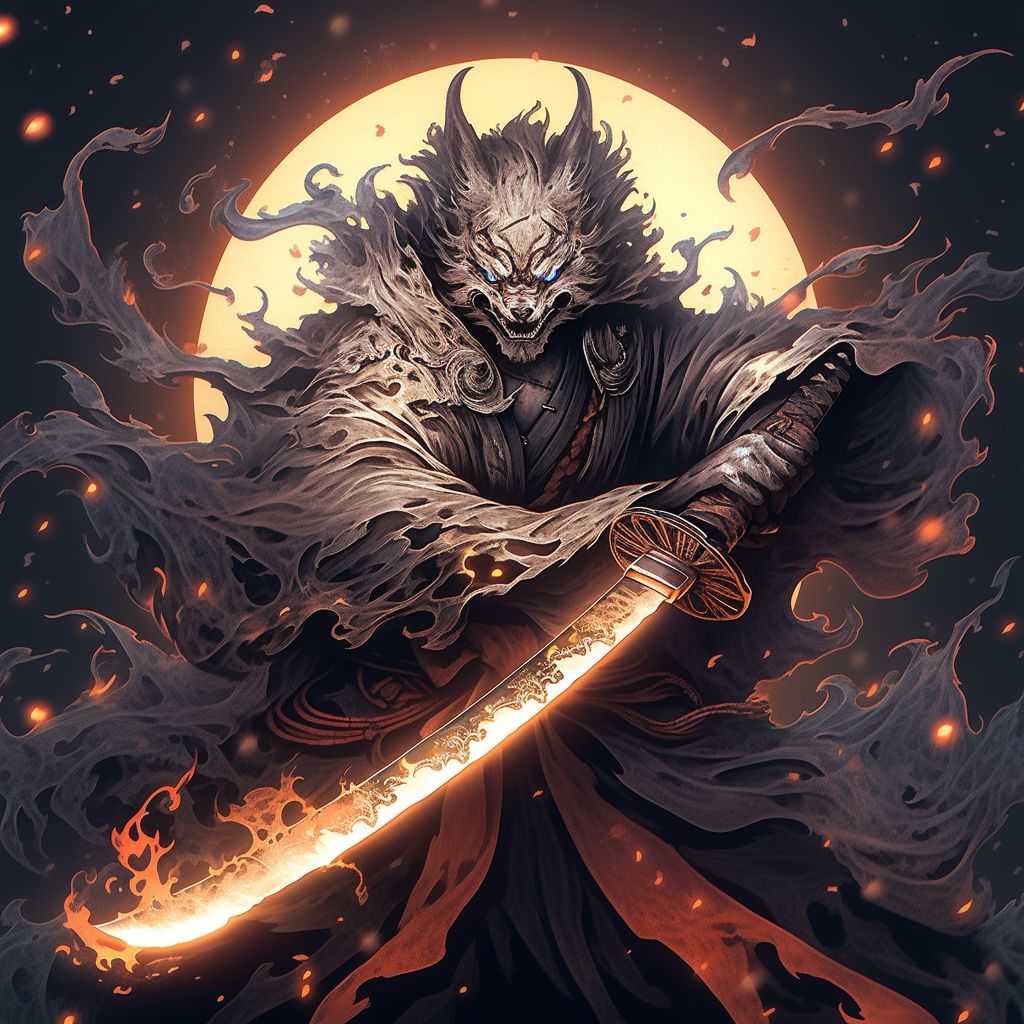 Powerful grimdark mystic sensei wielding a vorpal knife