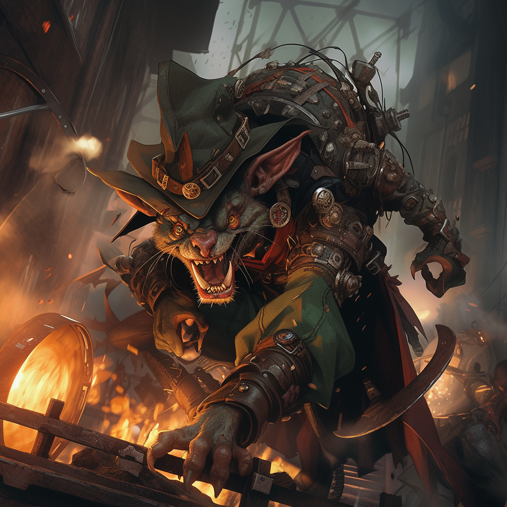 Anime-style Grimdark Steampunk Skaven Sheriff