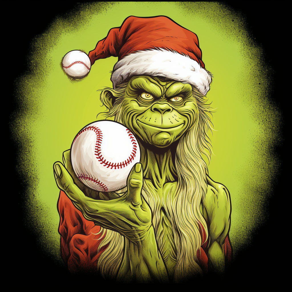 Cheerful Grinch Holding Softball with Excitement