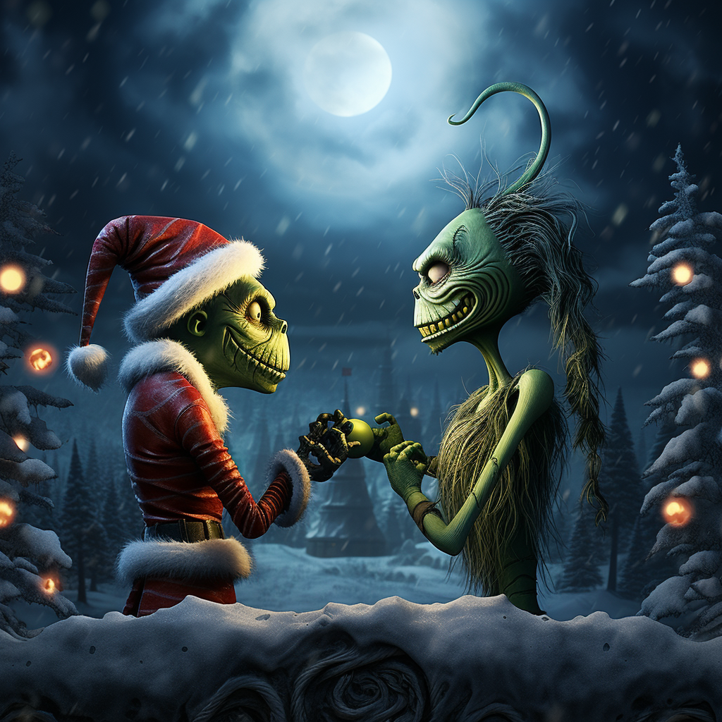 The Grinch and Jack Skellington in a Christmas war