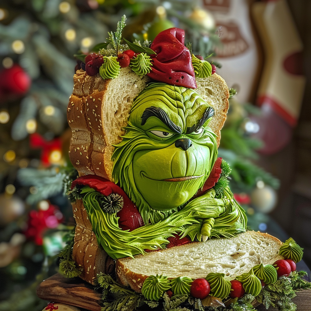 Grinch sandwich at festive feast