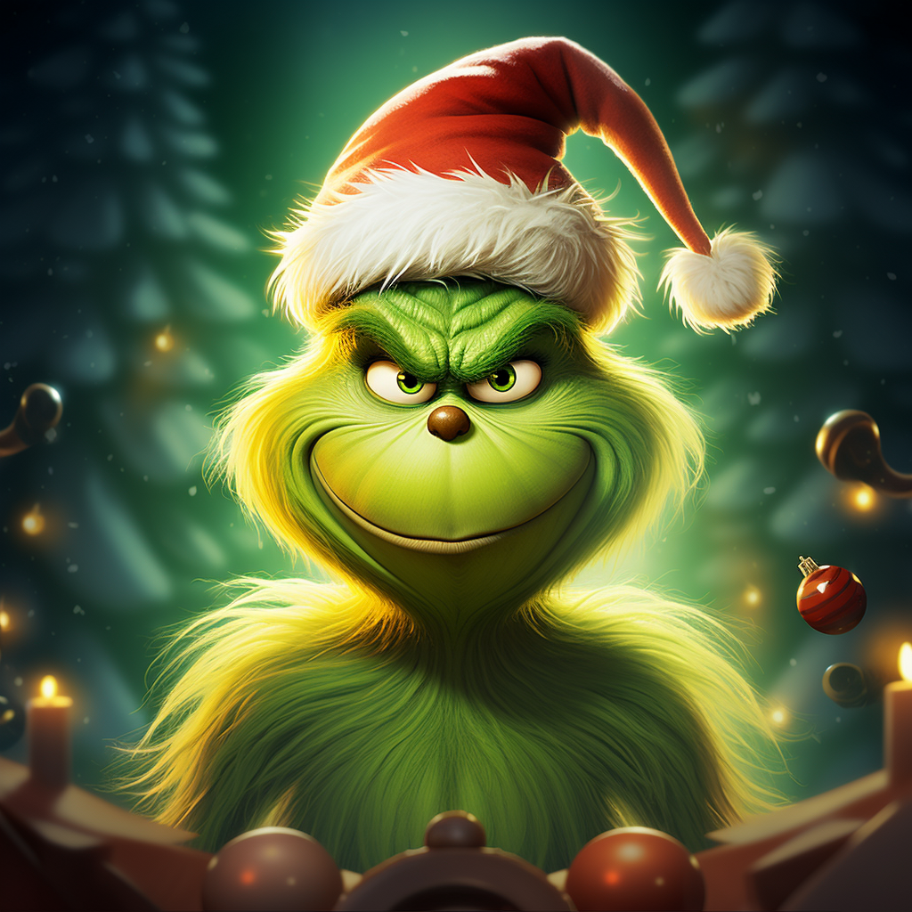 Wide-angle Grinch vector at Christmas