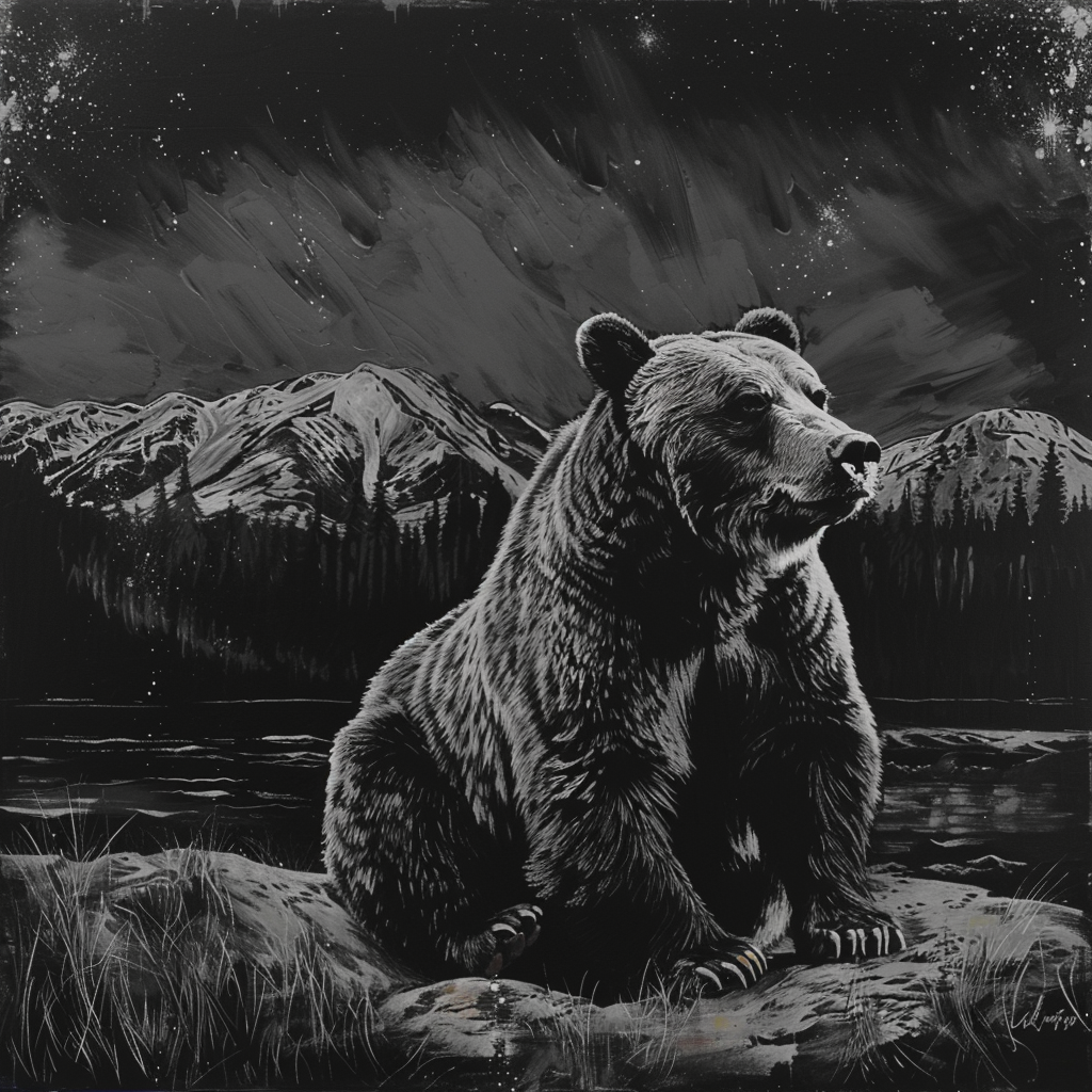 Grizzly Bear in Black and White