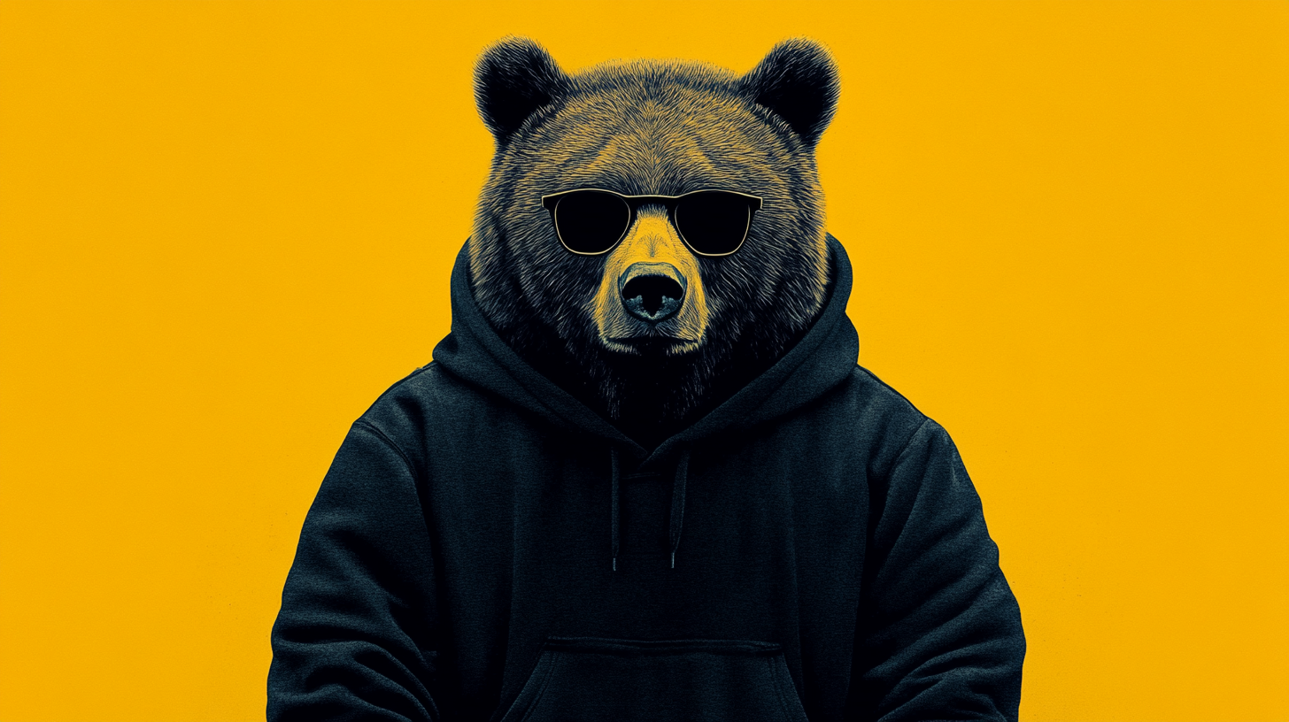 grizzly bear hoodie glasses snarl