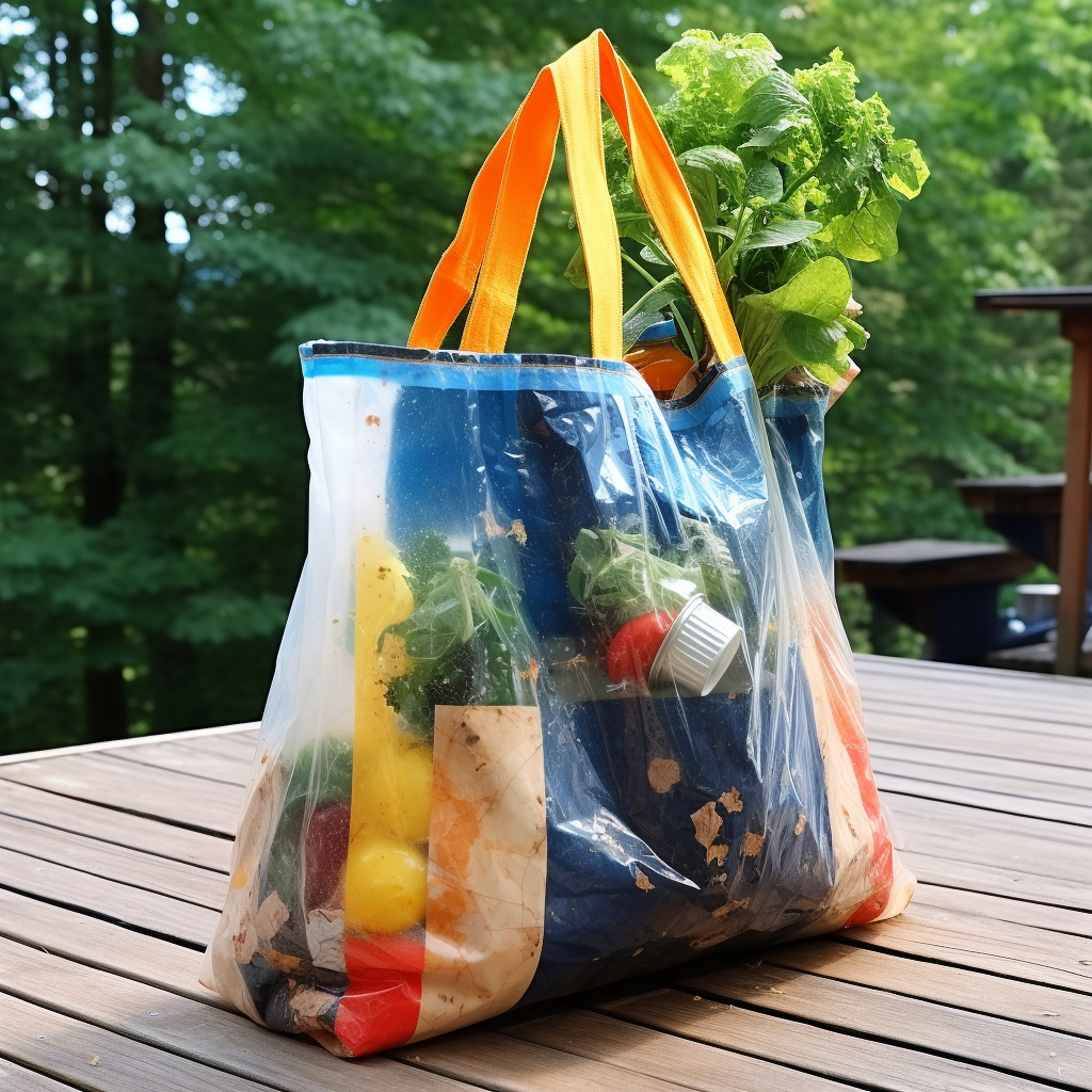 Colorful Grocery Bag Designs with Tarp Scraps