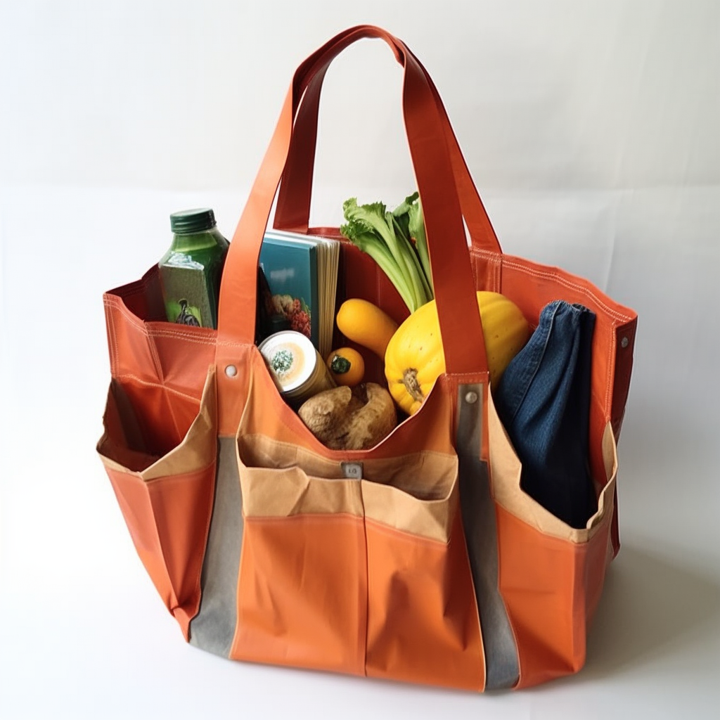 Durable track tarp grocery bag