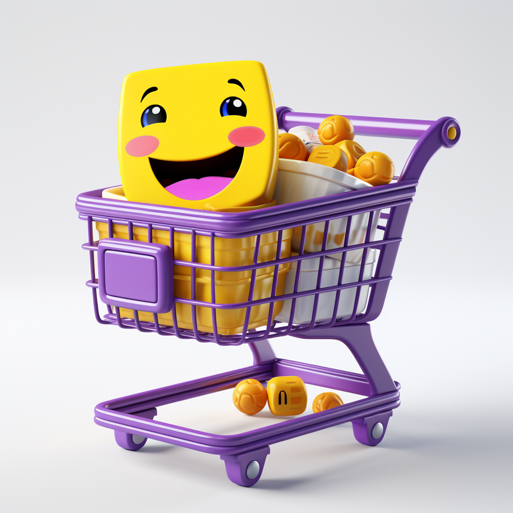 Illustration of a Happy Grocery Shopping Cart