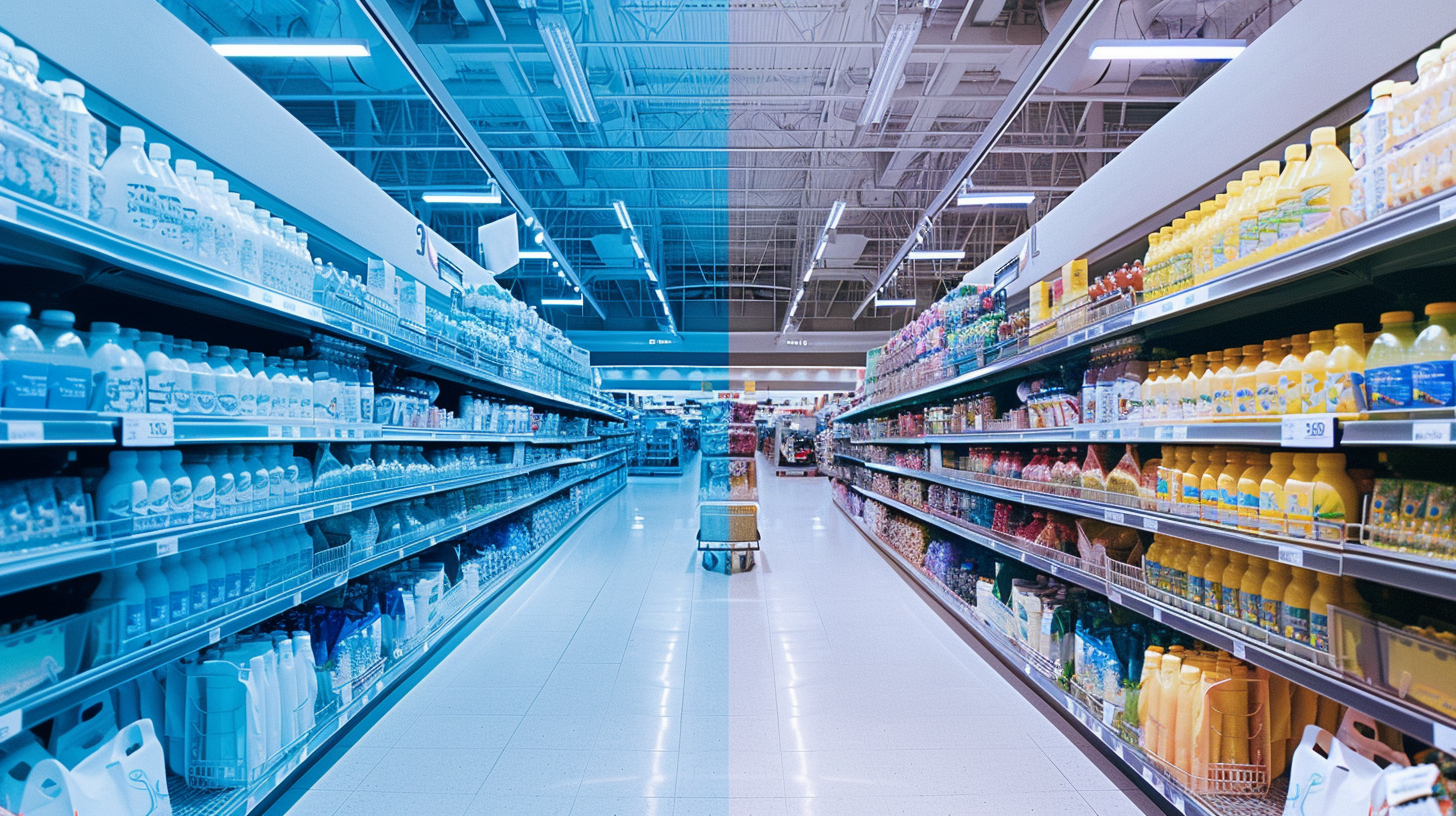 Grocery Store Aisle Blue