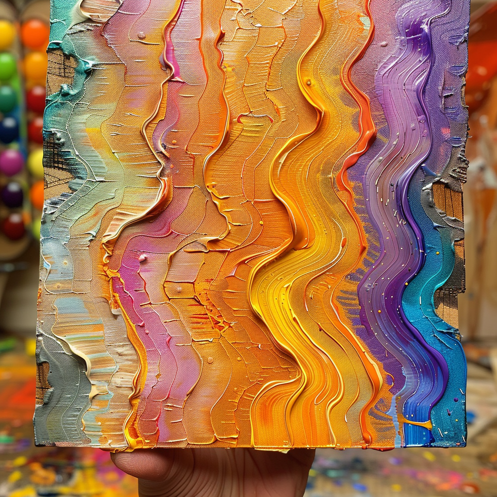 Acrylic painting with grooved spatula