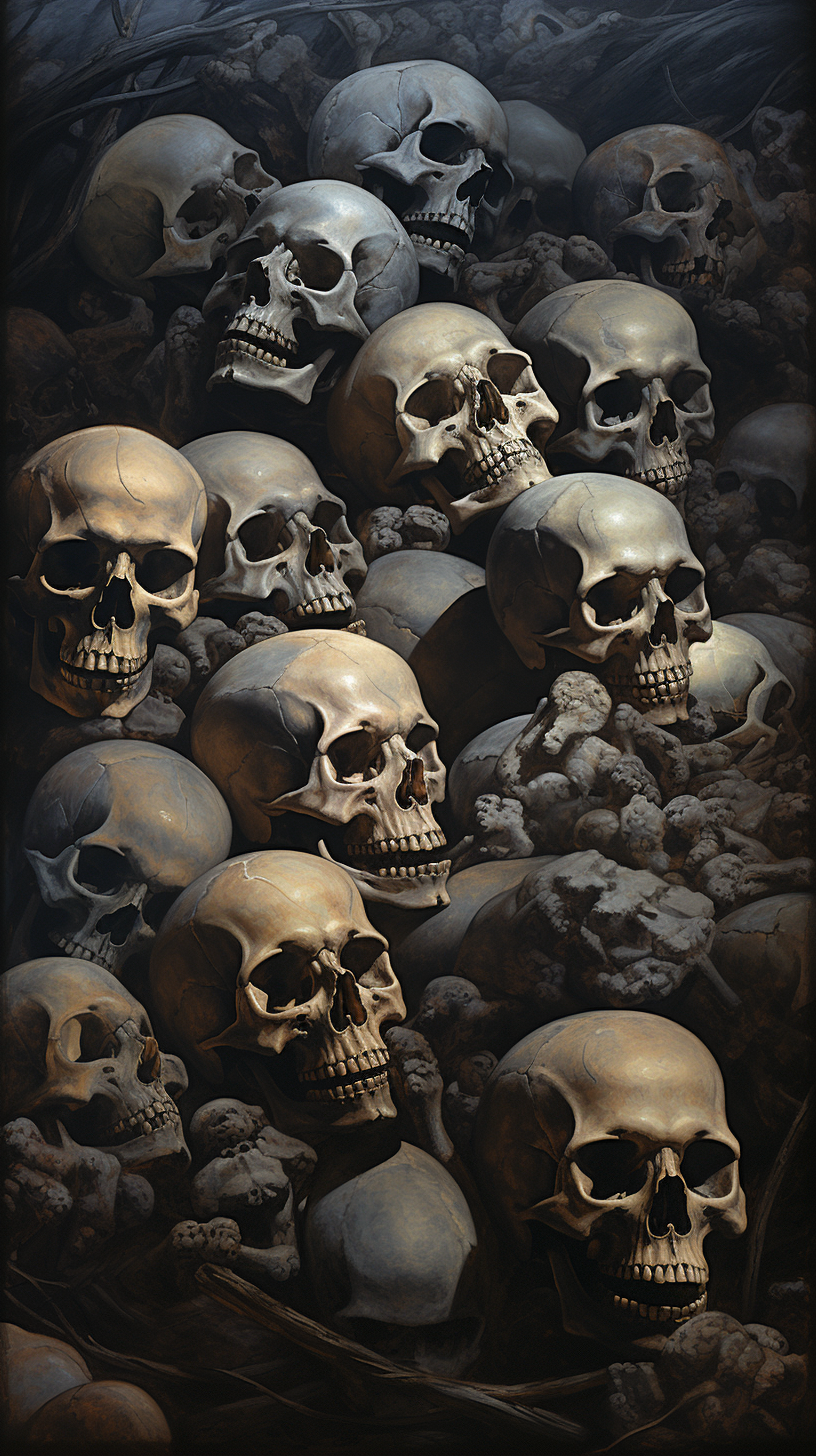 Skulls lying on the ground