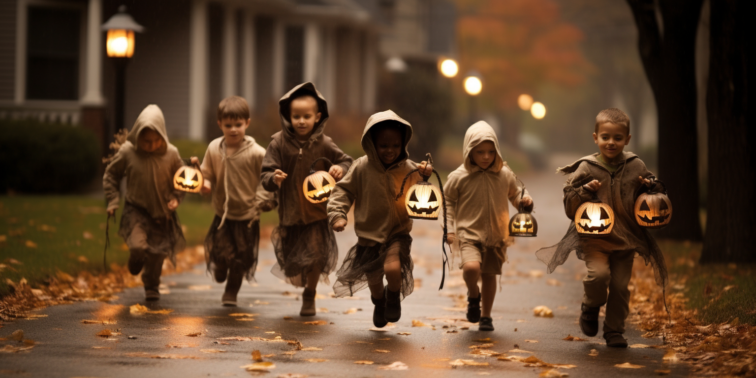 Children trick-or-treating on Halloween