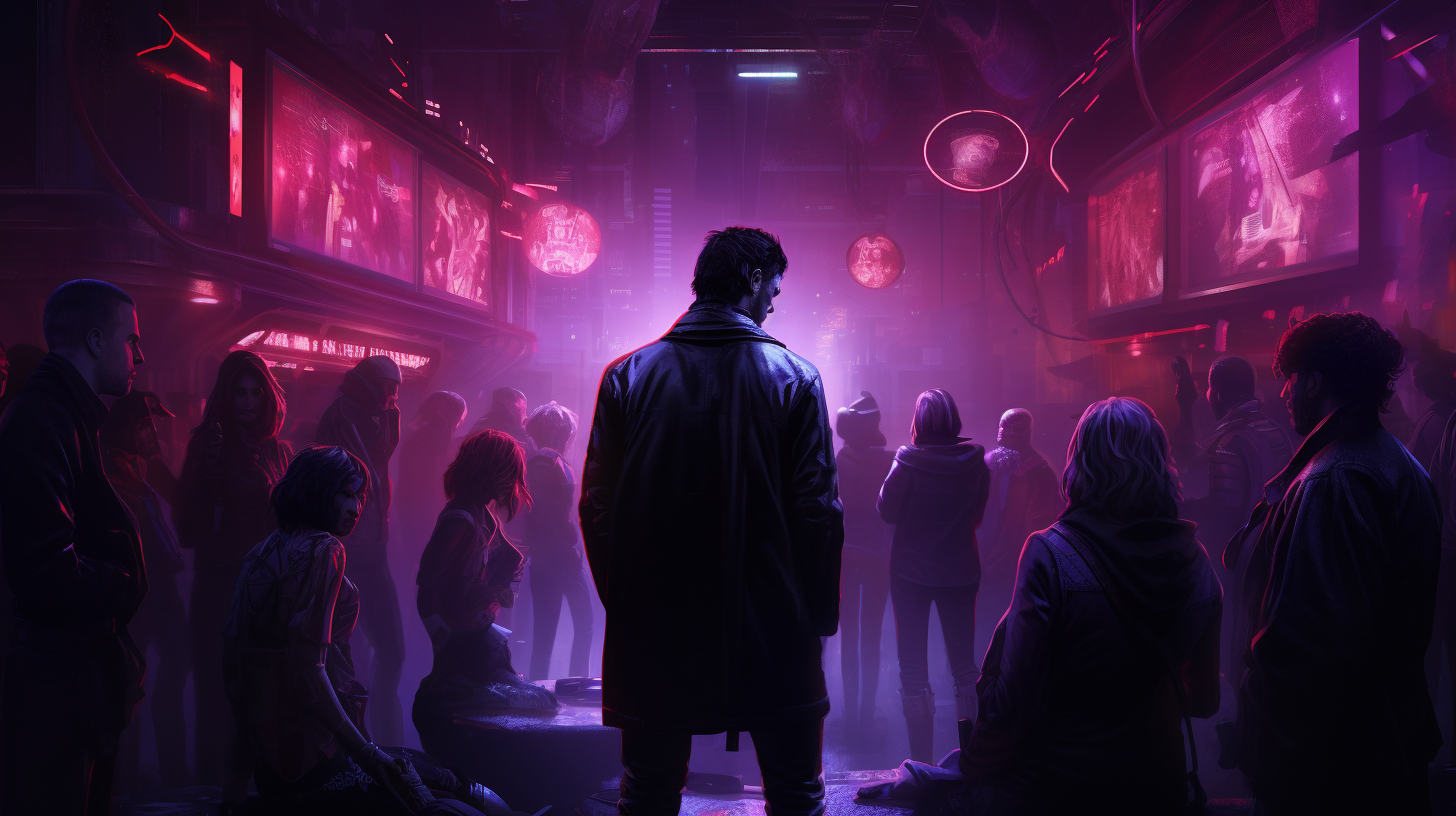 Group of people in neon lights