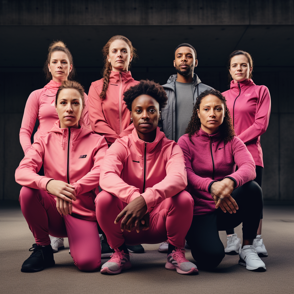 Diverse group of sport people in pink clothes