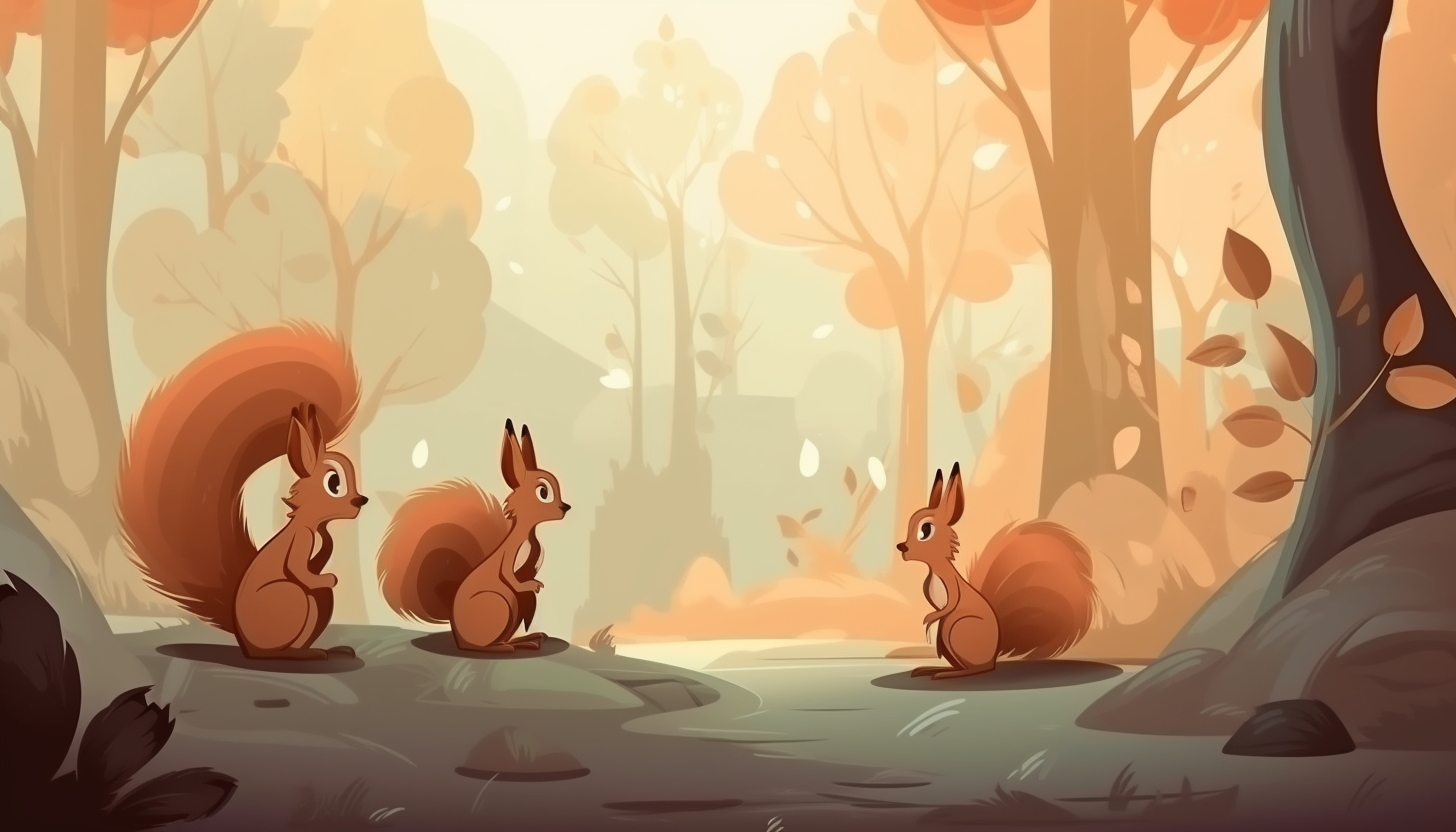 Squirrels in natural forest setting