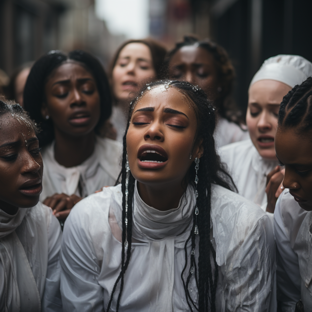 Women in White Dresses Crying Out Loud