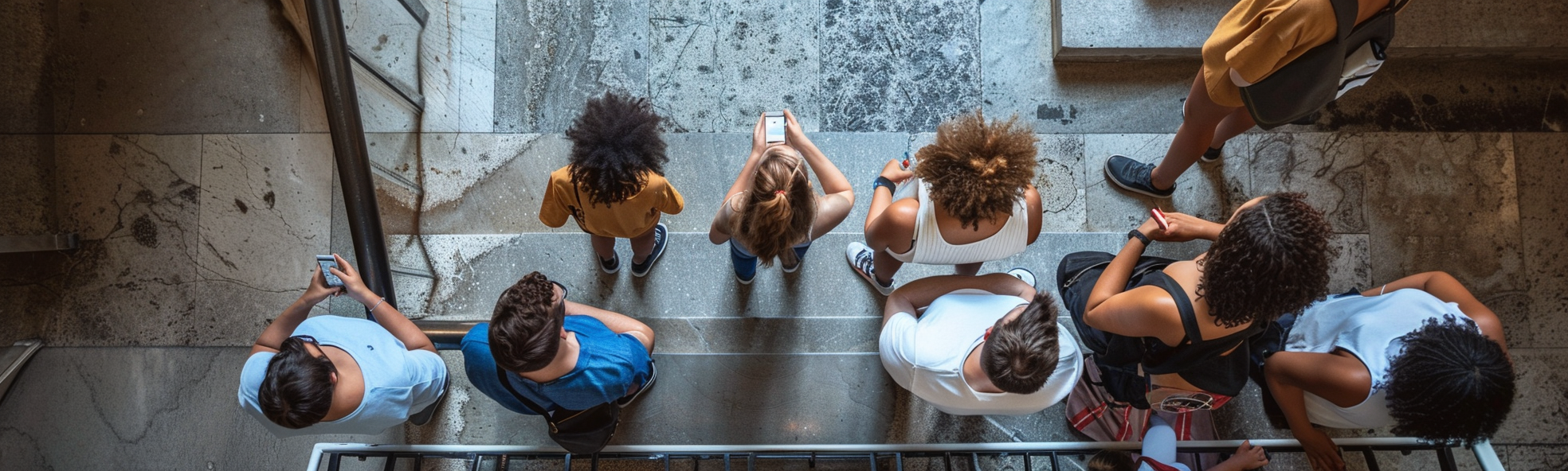 Adults in Milan using phone