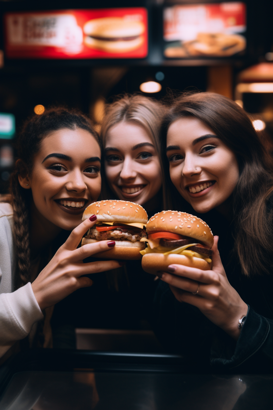 Three girls taking a selfie with a Big Mac