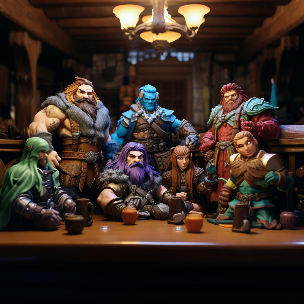 Diverse group of adventurers in a tavern