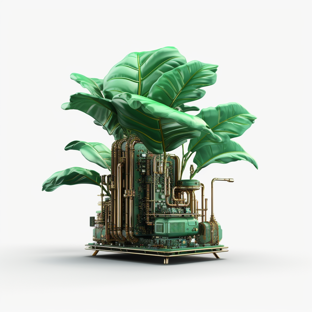 Photorealistic cyberpunk plant growing in isolation