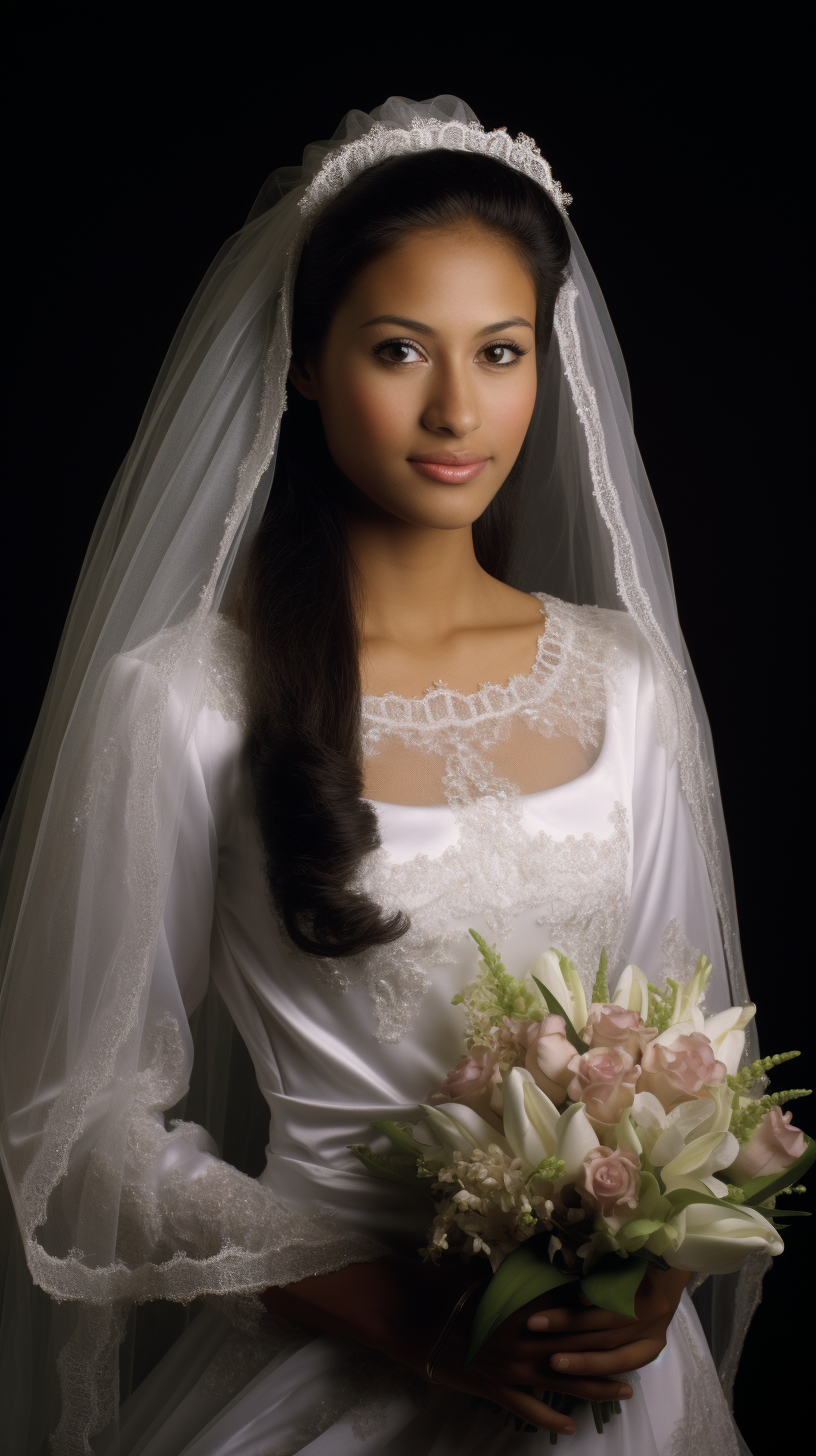 Beautiful young woman in wedding dress from Guam