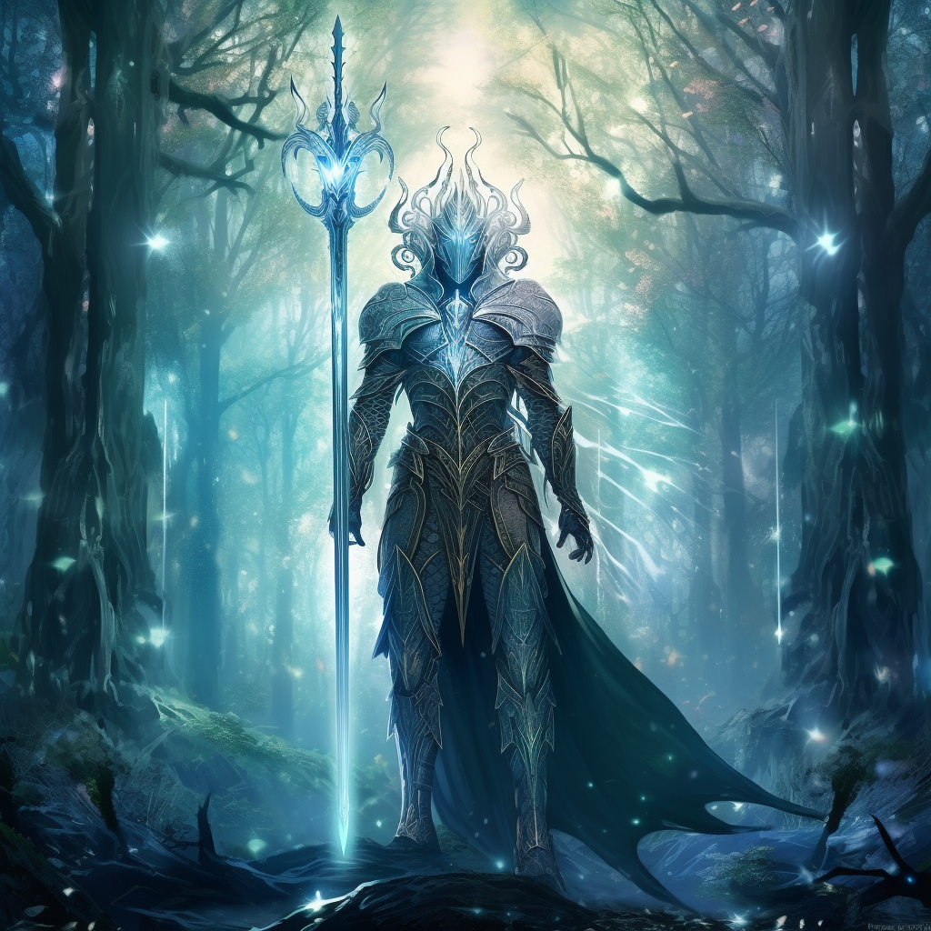 Ethereal elven warrior with celestial armor