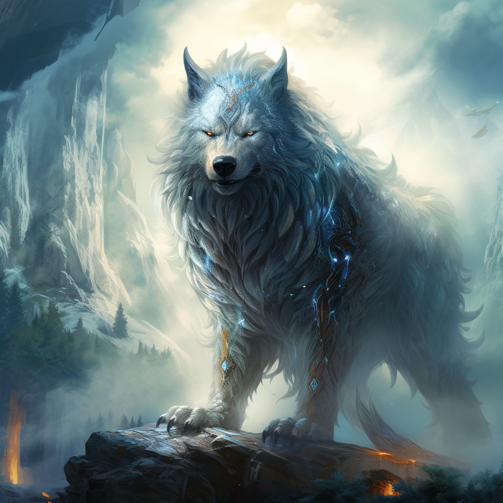 Magnificent Guardian Wolf Protecting with Magic