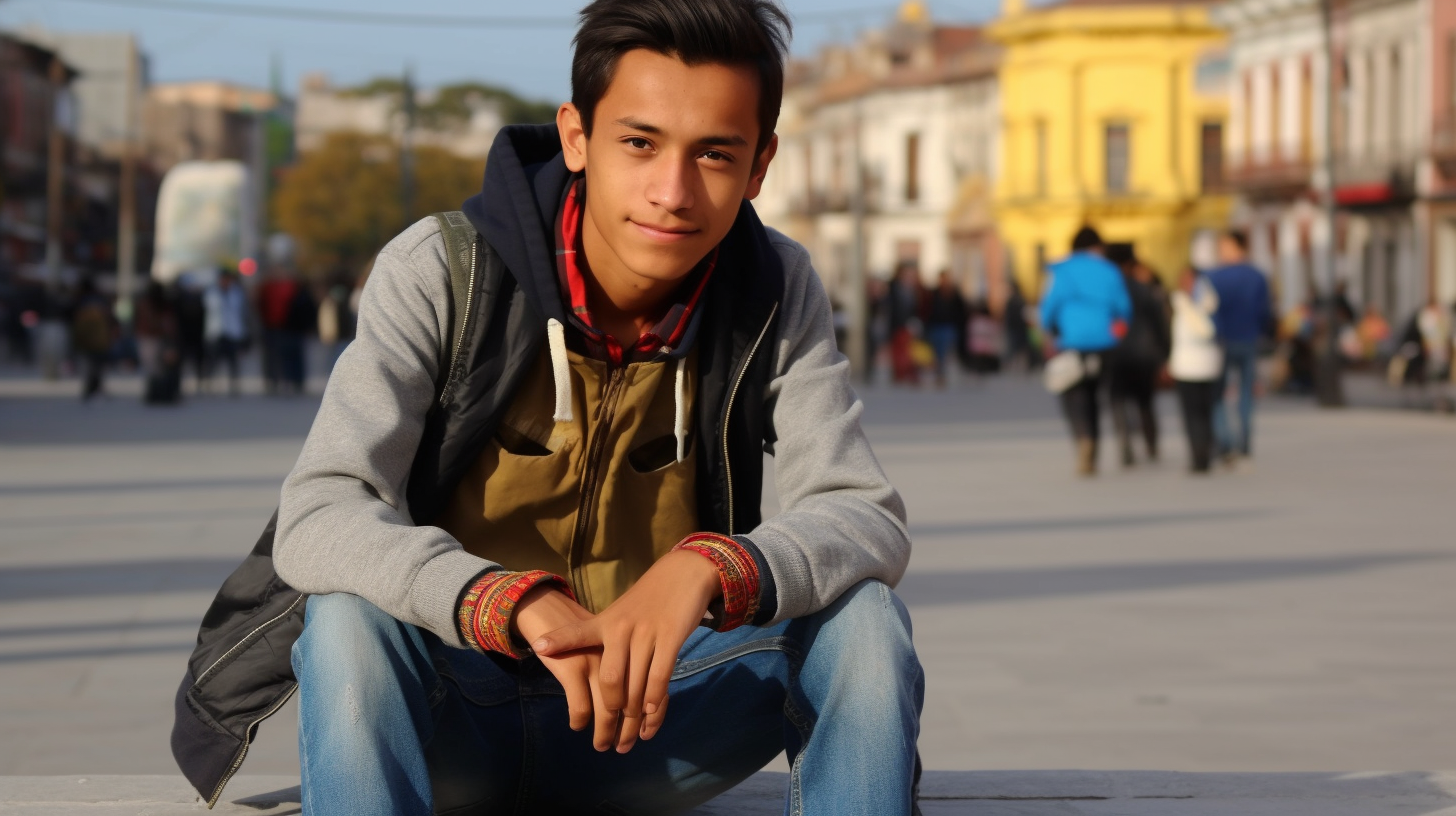 Cute Guatemalan Boy Smiling in Town Square