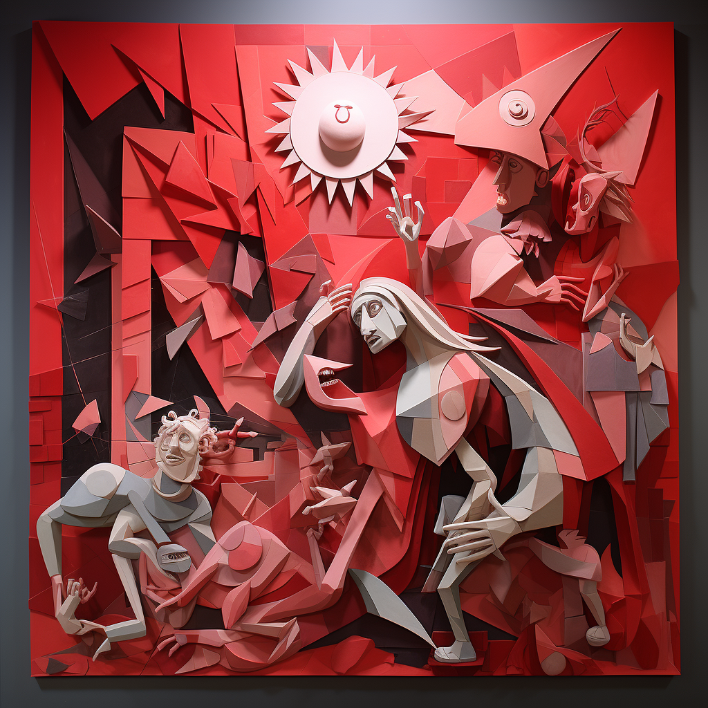 Red shades of Guernica artwork