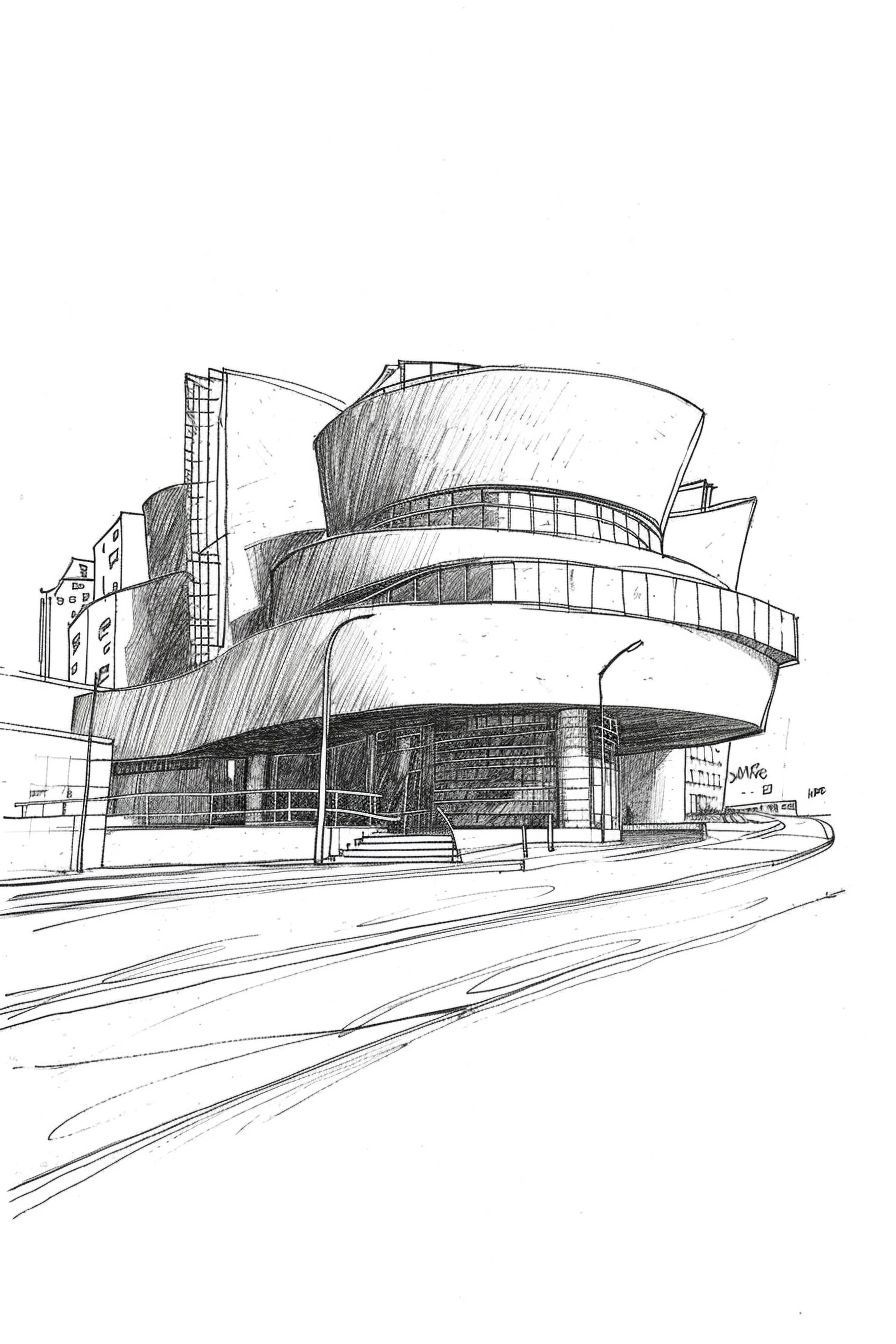 Guggenheim vintage architecture sketch art