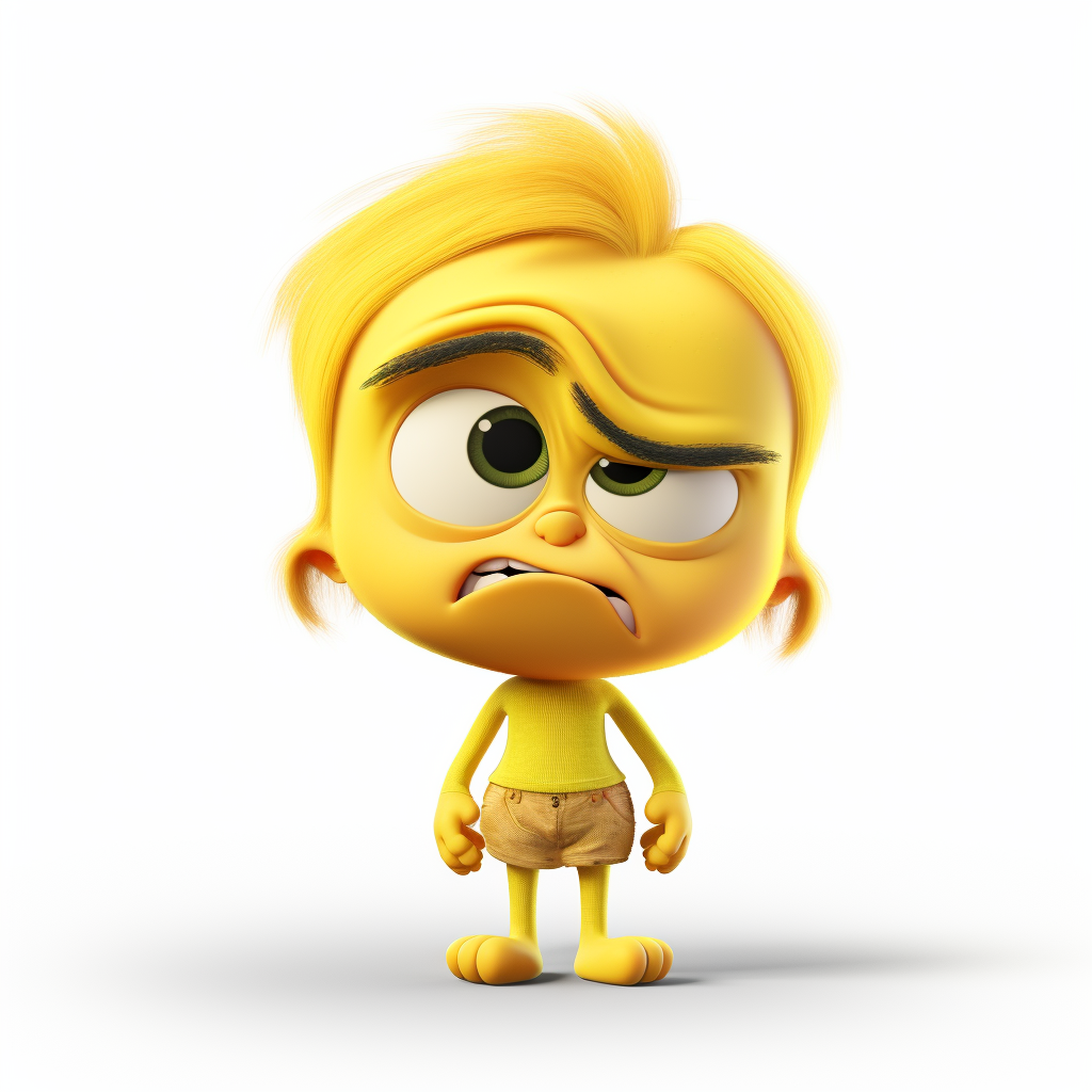 Yellow guilt expression avatar in Pixar's Inside-Out style