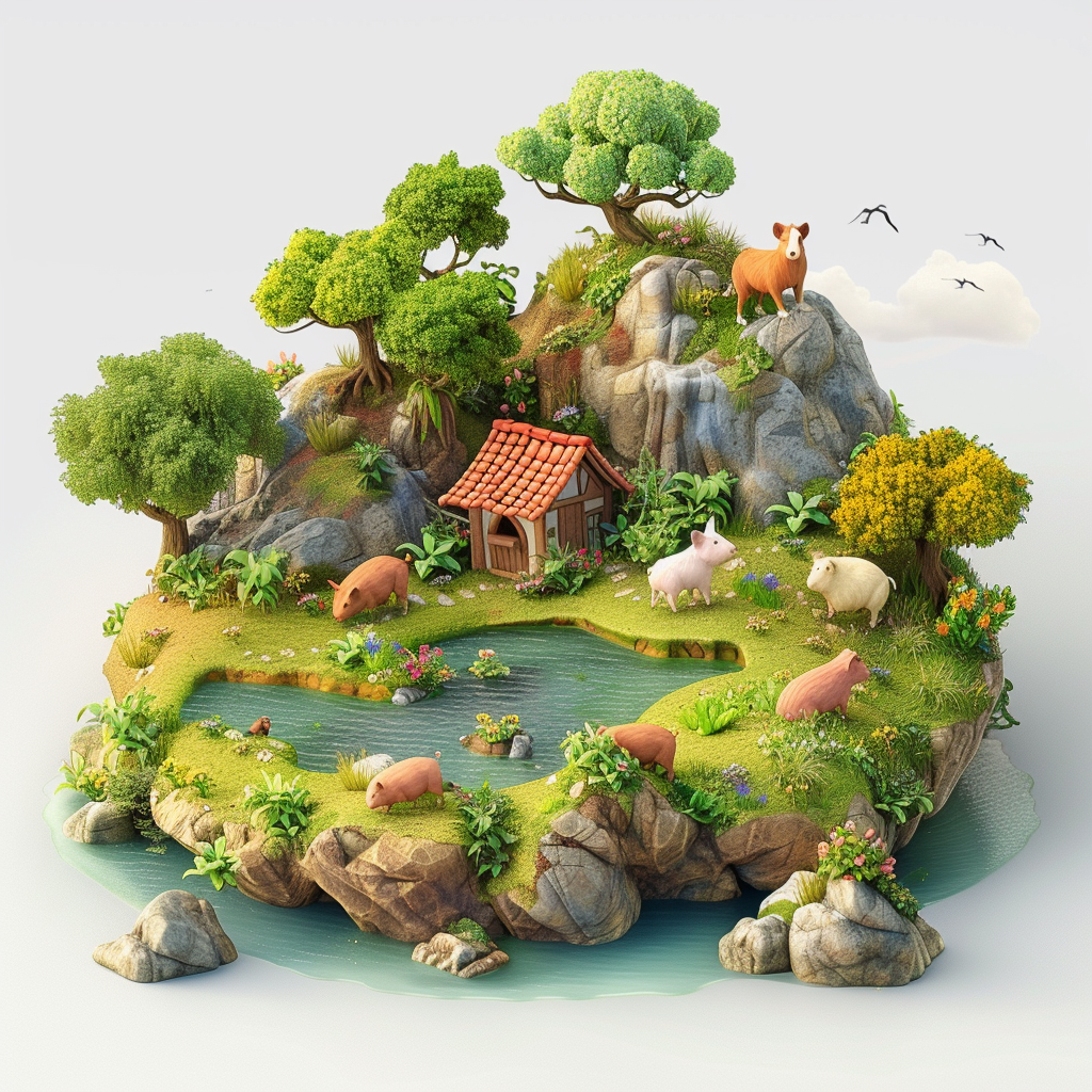 Guinea Pigs Paradise Island 3D Model