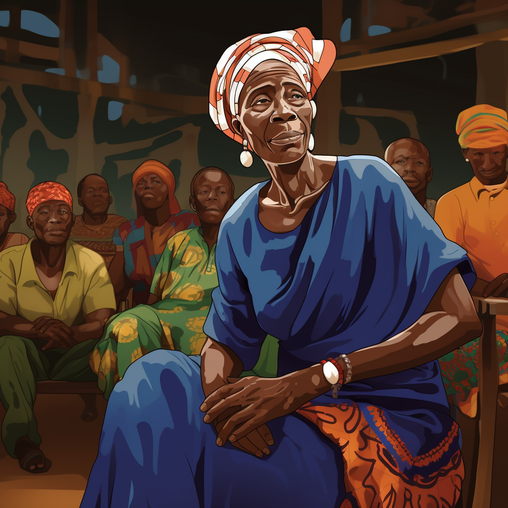 Guinean grandmother at village party