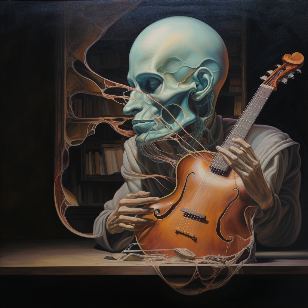 Mind and Guitar Oil Painting