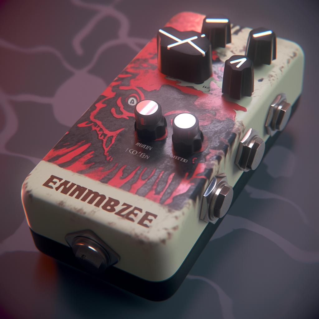 Realistic Guitar Pedal with Zombie Graphic