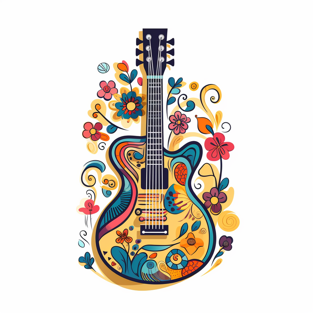 Isolated guitar illustration for children